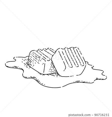 cubes melted caramel sketch hand drawn vector 90716231