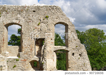 Wall fragment of Haapsalu Episcopal Castle. Medieval Castle of Bishop, Estonia. 90716698
