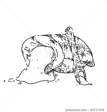 salt in open canvas bag sketch hand drawn vector 90717245