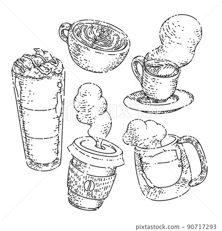 coffee cafe cup sketch hand drawn vector 90717293