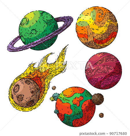 planet space set sketch hand drawn vector planet space set sketch hand drawn vector 90717680