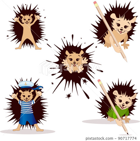 Vector image of clip art hedgehog from a series of illustrations with a hedgehog Vector image of clip art hedgehog from a series of illustrations with a hedgehog 90717774