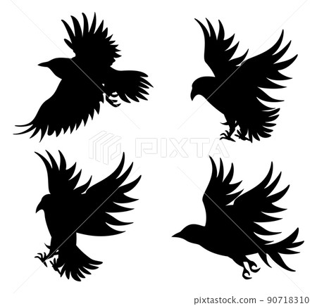 Vector image of silhouettes of birds in flight Vector image of silhouettes of birds in flight 90718310