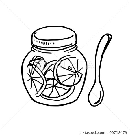 Simple illustration pen drawing honey lemon Simple illustration pen drawing honey lemon 90718479