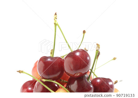 Shooting a heap of cherries on a white background Shooting a heap of cherries on a white background 90719133