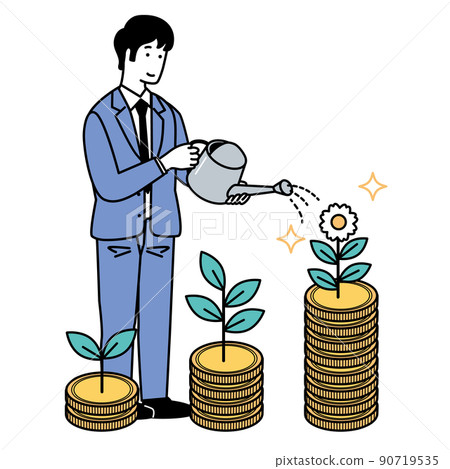 A simple illustration of a man raising money 90719535