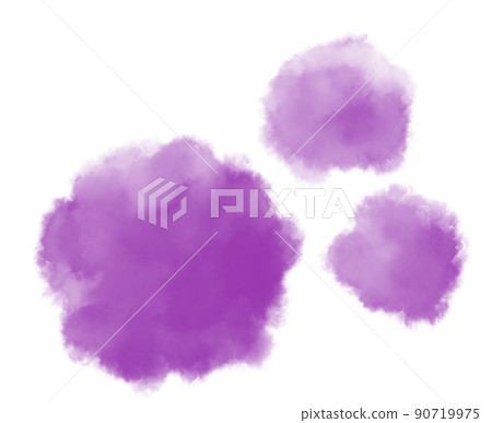 Colorful purple watercolor blobs drops brush hand painting illustration 90719975