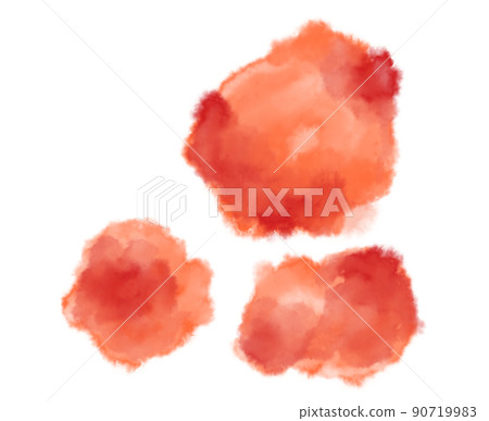 Colorful red watercolor blobs drops brush hand painting illustration 90719983