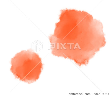 Colorful orange watercolor blobs drops brush hand painting illustration 90719984