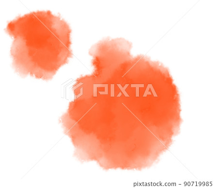 Colorful orange watercolor blobs drops brush hand painting illustration Colorful orange watercolor blobs drops brush hand painting illustration 90719985