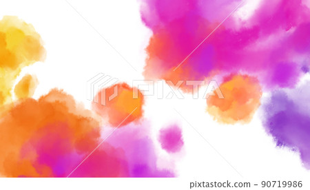 Colorful rainbow watercolor blobs banner brush hand painting illustration 90719986