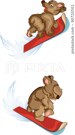 Vector image of a bear riding on a Board 90720501