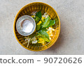 Jasmine and rose flower in gold bowl, Songkran festival 90720626