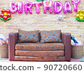 empty sofa on birthday party 90720660