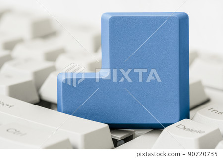 Empty blue button removed from computer keyboard Empty blue button removed from computer keyboard 90720735