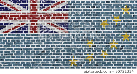 Flag of Tuvalu painted on a brick wall Flag of Tuvalu painted on a brick wall 90721334