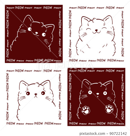 Cute square card with kitty in kawaii style. Lovely cats with different emotion 90722142