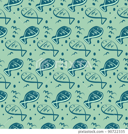 fish doodle seamless pattern fish doodle seamless pattern 90722335