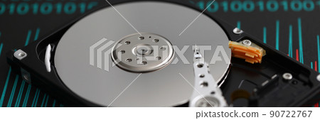 Disassembled hard drive from computer hdd and reader arm 90722767