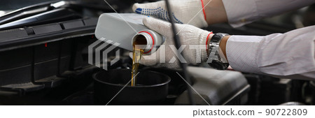 Refueling and pouring oil quality into engine motor car 90722809