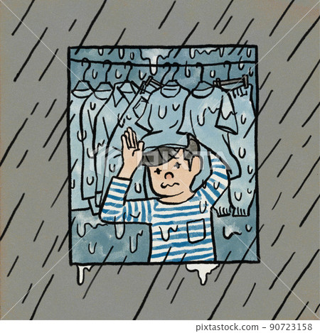 Laundry during the rainy season 90723158