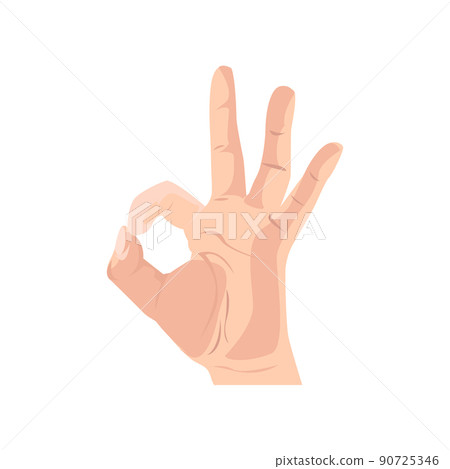 Ok gesture flat icon. Colored vector element from body parts collection. Creative Ok gesture icon for web design, templates and infographics. 90725346