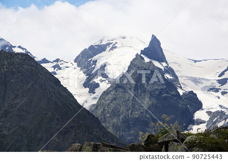 The Caucasus Mountains. Mountain peaks in summer. The Caucasus Mountains. Mountain peaks in summer. 90725443