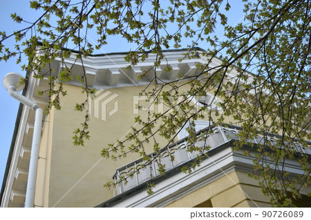 The walls of yellow old classic houses 90726089