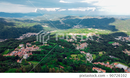 Aerial view of The Alpine foothills in Piedmont region. Aerial view of The Alpine foothills in Piedmont region. 90726102