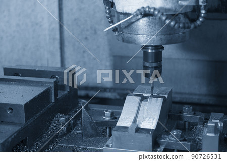 The CNC milling machine cutting press die by solid ball end mill tool. 90726531
