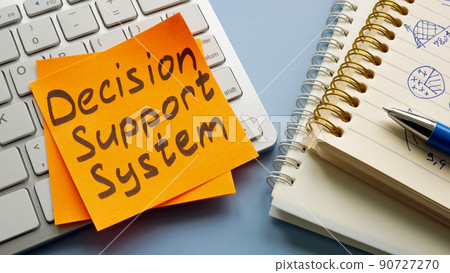 Keyboard on which the sticker with the inscription Decision support system. Keyboard on which the sticker with the inscription Decision support system. 90727270