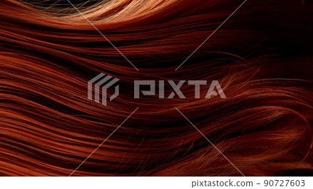 Closeup on luxurious redhair texture. Closeup on luxurious redhair texture. 90727603