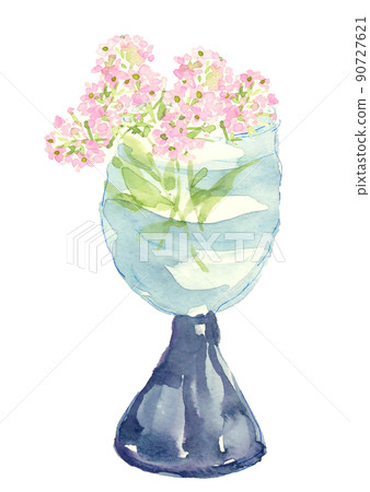 Dianthus flower in a glass [Hand-painted watercolor] Material White background Transparent background 90727621