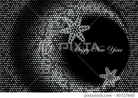 Decorative background of silver dots and silver snowflakes on a dark background, silver vector halftone, new year poster Decorative background of silver dots and silver snowflakes on a dark background, silver vector halftone, new year poster 90727660
