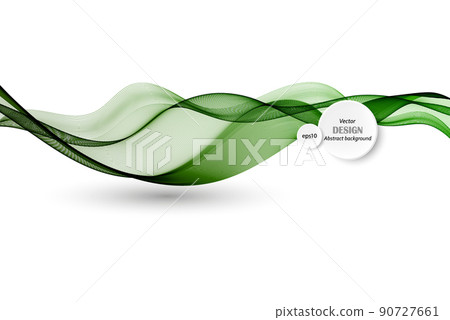 Abstract green transparent wave background with shadow, wave horizontal lines design 90727661