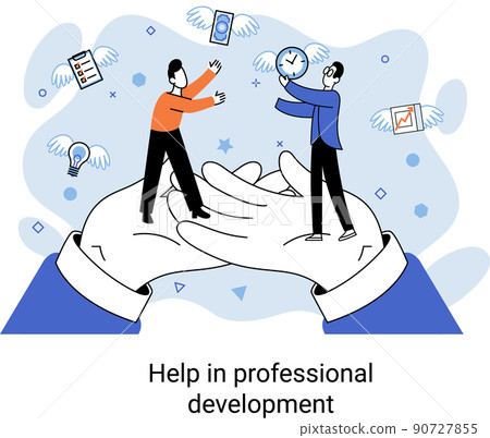 Help in professional development metaphor. Qualified employee training program. Human resource management 90727855