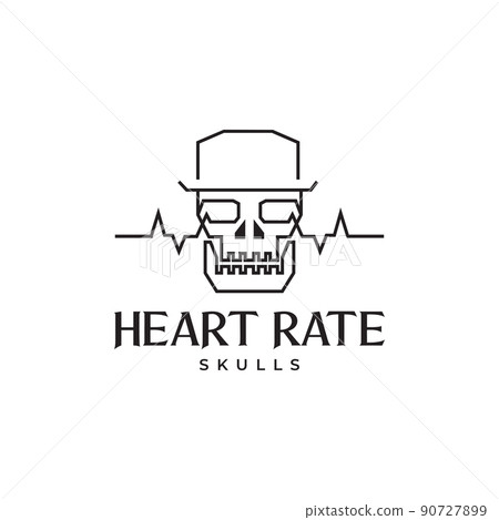 skull with heart rate logo design vector graphic symbol icon illustration creative idea 90727899
