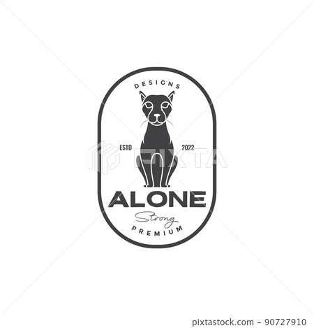 badge with leopard sit logo design vector graphic symbol icon illustration creative idea 90727910
