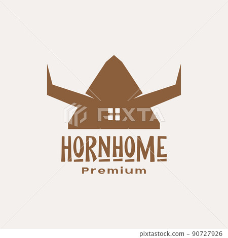 vintage roof home with horns logo design vector graphic symbol icon illustration creative idea 90727926