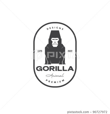 badge with sit gorilla logo design vector graphic symbol icon illustration creative idea badge with sit gorilla logo design vector graphic symbol icon illustration creative idea 90727972