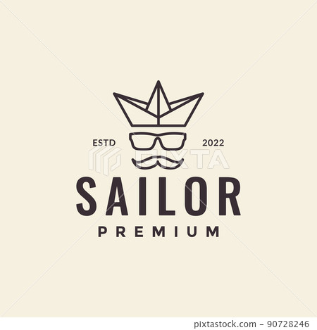 paper origami boat with face man logo design vector graphic symbol icon illustration creative idea 90728246