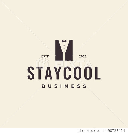 hipster simple suit waiter logo design vector graphic symbol icon illustration creative idea 90728424