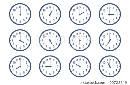 Circular design clock illustration set Circular design clock illustration set 90728849