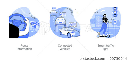 Smart city transportation isolated cartoon vector illustrations se 90730944
