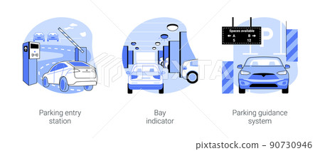 Smart parking management system isolated cartoon vector illustrations se 90730946