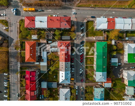 Beautiful aerial view of Reykjavik, Iceland. Sunny day 90731002