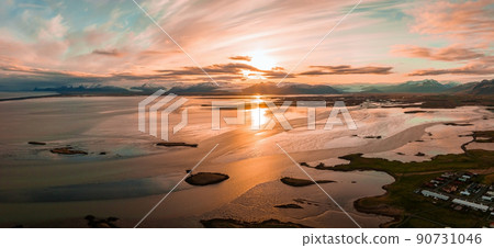 Colorful sunset over the mountains in Iceland. Colorful sunset over the mountains in Iceland. 90731046