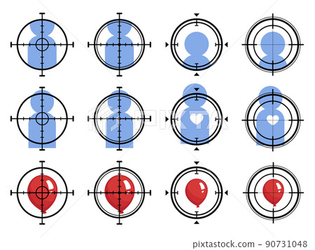Illustration material set of aiming at the target Illustration material set of aiming at the target 90731048