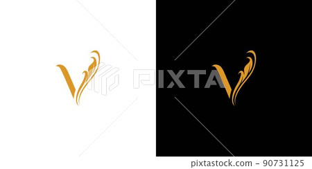 The initial letter V logo design combined with unique and elegant leaf ornaments The initial letter V logo design combined with unique and elegant leaf ornaments 90731125