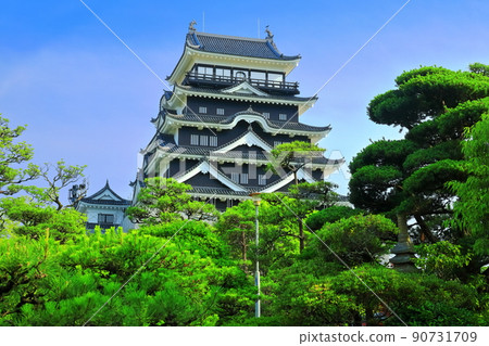 [Hiroshima Prefecture] Fukuyama Castle after reconstruction (iron plate on the north side of the castle tower) 90731709